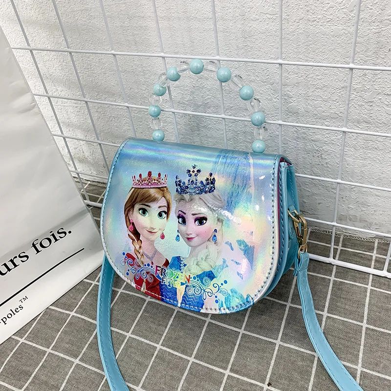 Disney Sofia frozen princess laser cartoon beaded bag girl messenger bag little girl shoulder bag handbag baby mini cute purses