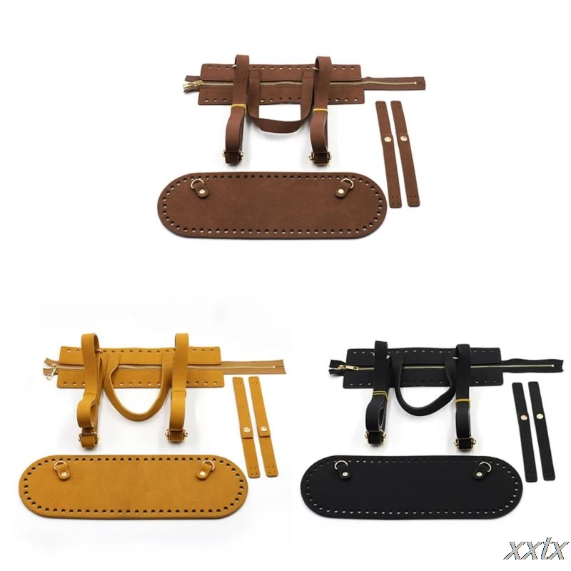 

4Pcs/Set DIY Crochet Handbag Accessories Faux Leather Zipper Bag Shoulder Strap A69C