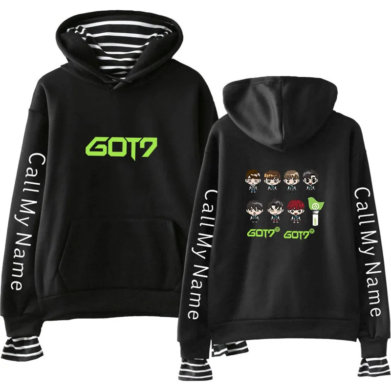 GOT7 поддельные из двух частей толстовки Толстовка kawaii уличная Женская/Мужская мода корейский стиль толстовки Толстовка