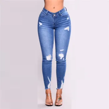 

High Waist Jeans Women Stretch Print Ripped Jeans For Women Leggings Skinny Vintage Slim Streetwear Fitness Pants Trousers E16