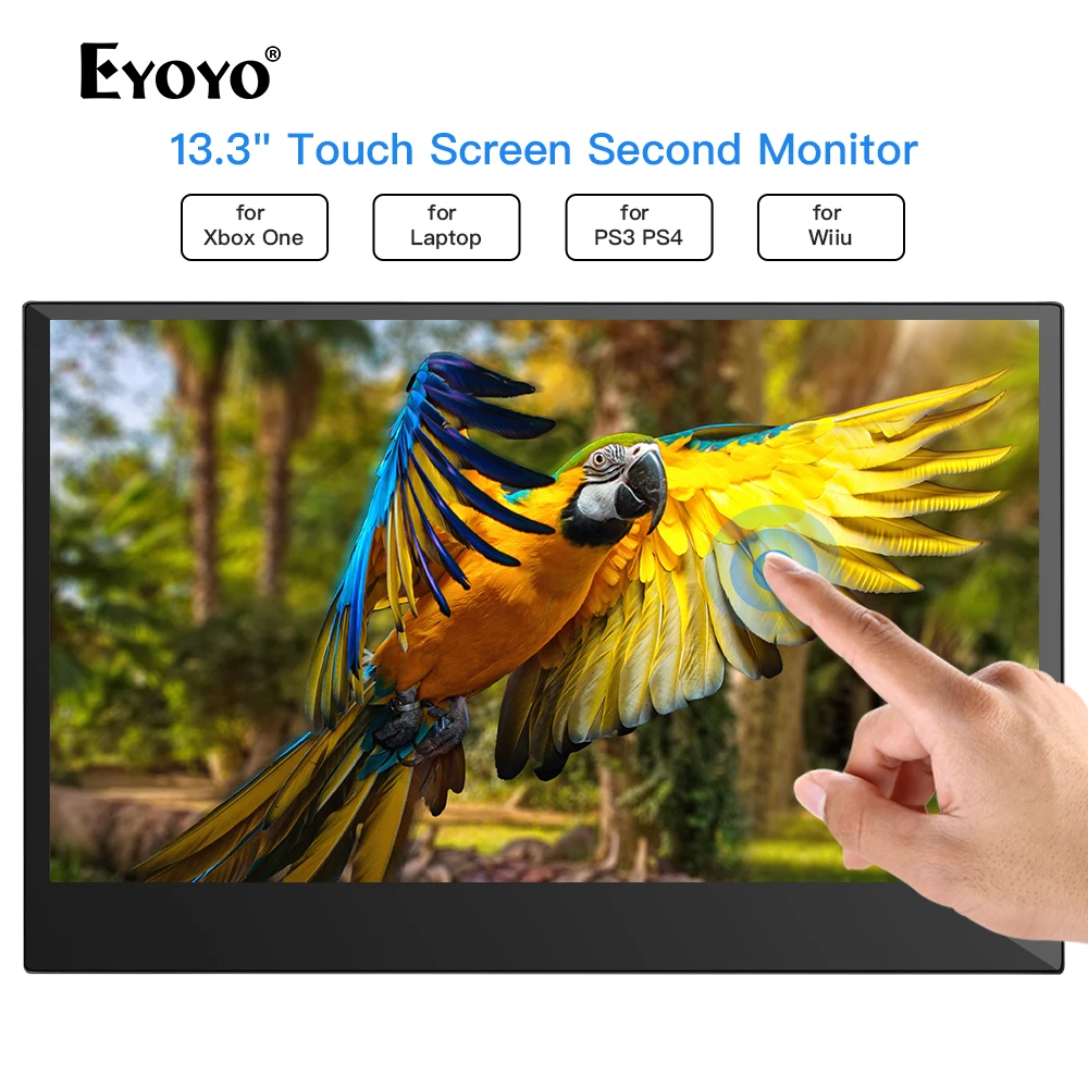 

Eyoyo EM13L Portable Monitor 13.3" HDMI Touch screen LCD USB Type-C 1080P IPS for raspberry pi PC PS4 Laptop Phone Xbox Switch