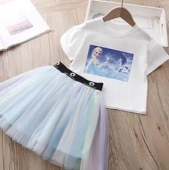 

Summer Girls Outfits Baby Girl Sets Cotton T shirt With Color Skirt Kids 2Pcs Suits Children's Clothes Wholesale
