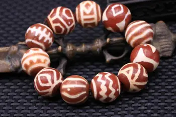 

unique energy Tibetan Old Agate Multi Symbol Totem dZi Bead Bracelet Bangle Amulet Talisman