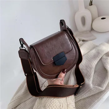 

Mini Pu Leather Crossbody Bags For Women Wide Shoulder Strap Female Saddle Bags For Girls Sac A Main Vintage Cross Body Bag 2020