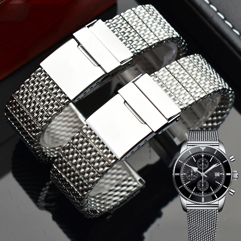 Ремешок из нержавеющей стали 316L для мужских часов браслет Breitling со складной