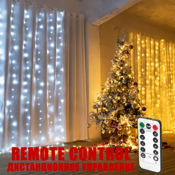 Dropship 3X3 Kerst Guirlande Led String Verlichting Met Afstandsbediening Voor Gordijnen/Slaapkamer Decoratie Fairy Lights Licht Vakantie lichten