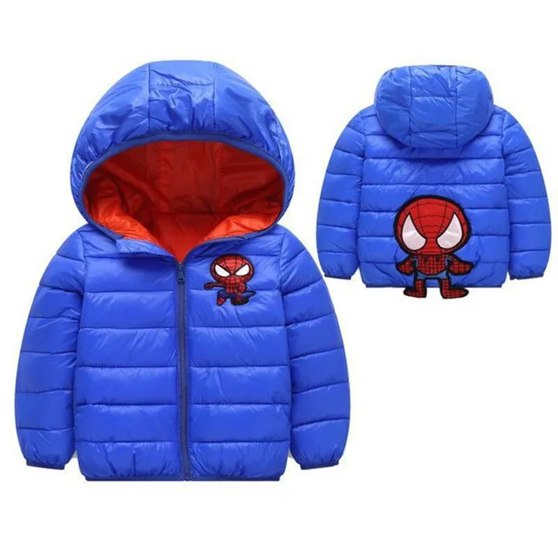 buy  Down Jackets Boys Girls Thickening Warm Outerwear 2019 Winter Children Cotton Zipper Spiderman Oute