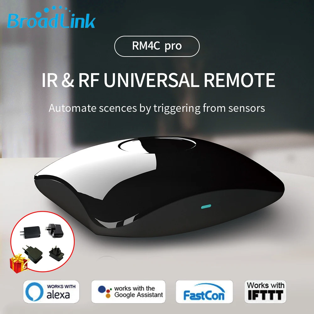 

Broadlink/Bestcon RM RM4 Pro 433mhz 315mhz RF IR WIFI Universal Remote Control Smart Home Autoamtion work with Google Home Alexa