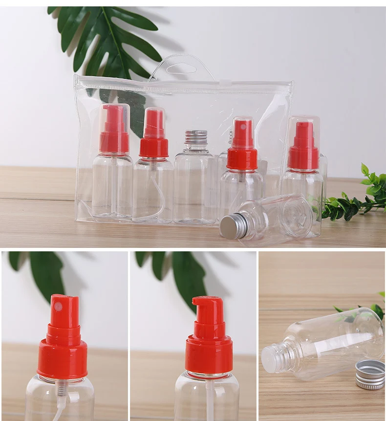 

4pcs Transparent Spray Bottle Ladies Portable Plastic Travel Cosmetics Fillable Bottle Cosmetic Cream Set Cosmetic Bottles