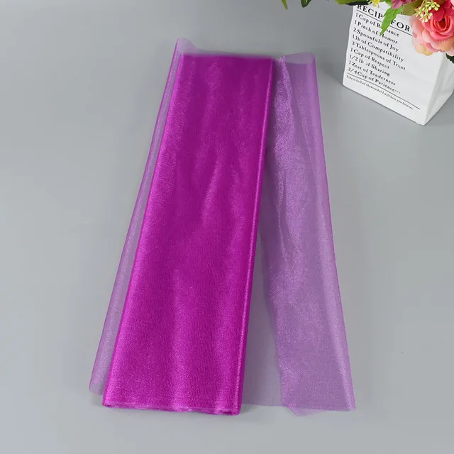 5/10m Wedding Decoration Tulle Roll Crystal Organza Sheer Fabric For Birthday Party Backdrop Wedding Chair Sashes Decor Yarn Fuchsia