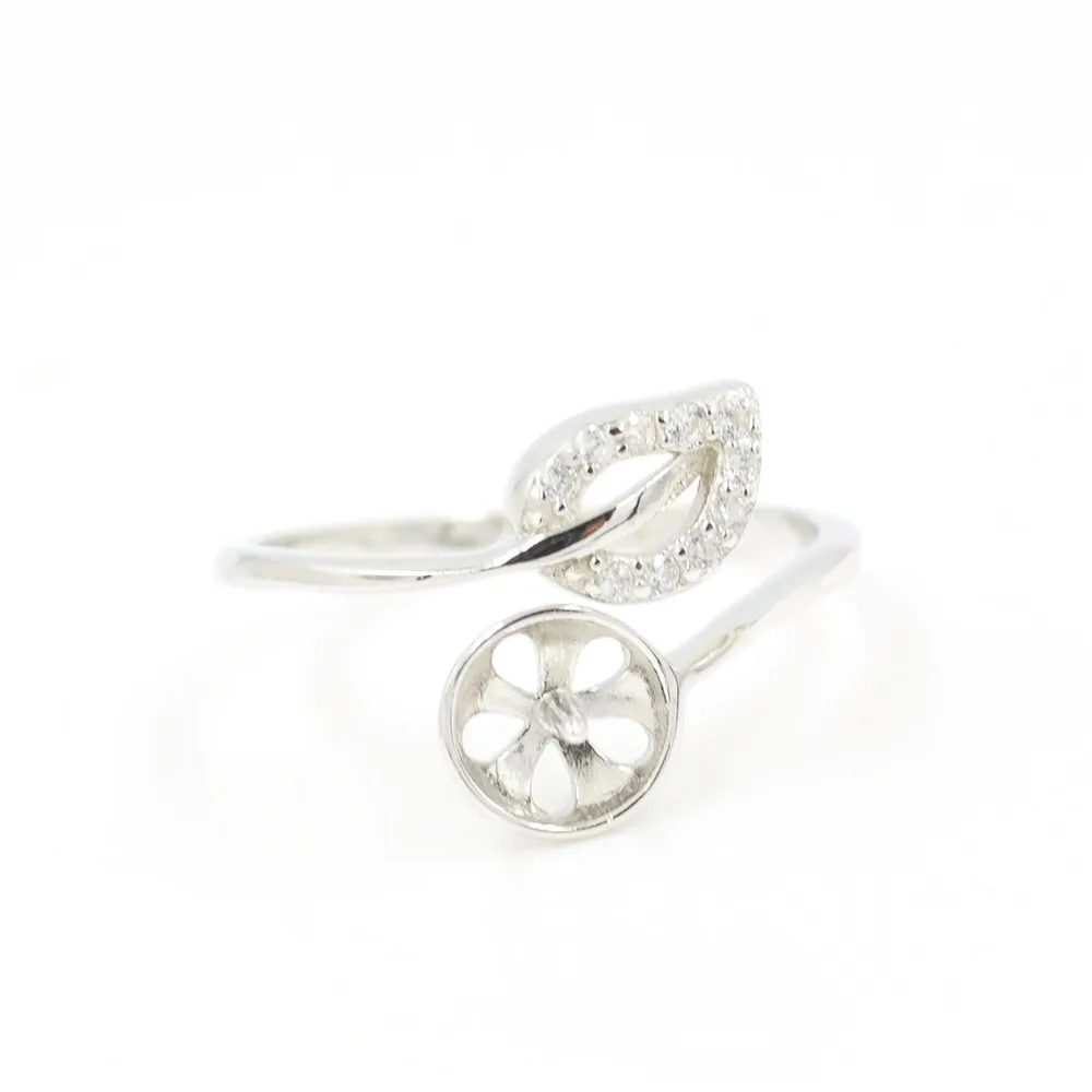 

Sterling Silver Adjustable Leaf Rings For Women Pearl Jewelry, Design Pearl Ring Mounts Fittings With Pearl Seat PS4MJZ018