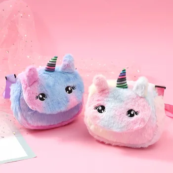 

Child Faux Fur Unicorn Bag For Girl Purse and Handbag Children Wallet Cute Winter Plush Crossbody Bag Kid Baby Money Coin Bags