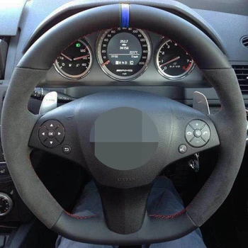

Black Genuine Soft Suede Steering Wheel Cover for Mercedes Benz SL-CLass AMG 63 65 2009-2012 SLR-Class 2009 SLK-Class AMG 55