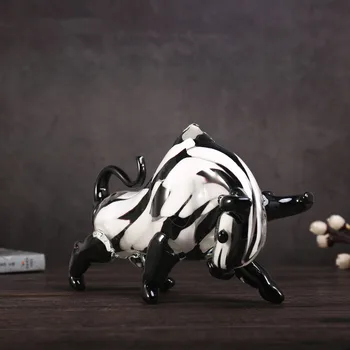 

Modern Abstraction Coloured Glaze Black And White Cattle Art&Craft Lucky Gift Living Room Home Decoration Accessories M4240