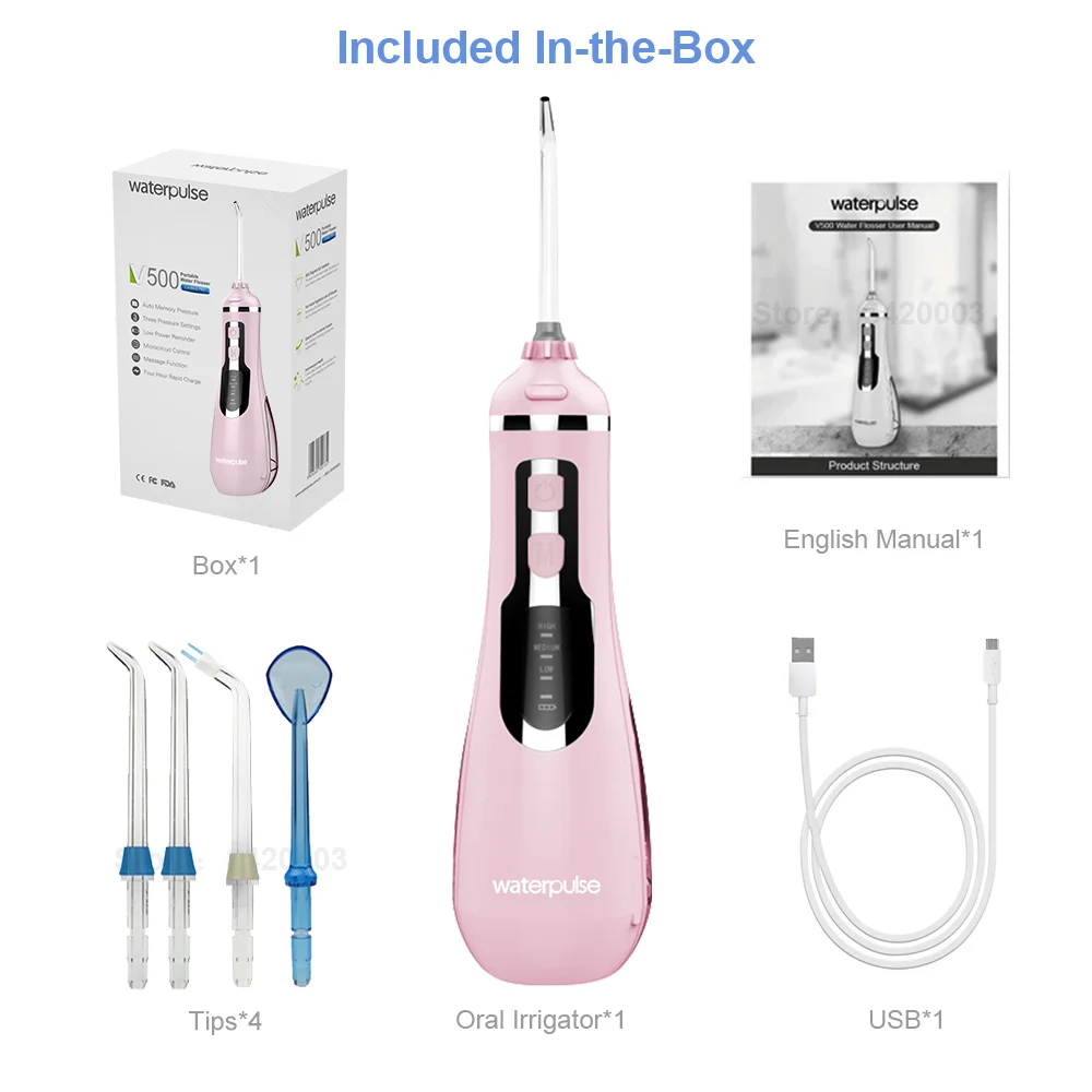 Pink Водонепроницаемый Пульс V500 беспроводной Оральный ирригатор стоматологические портативные ирригаторы воды Флоссер путешествия массаж чистой флоссинг usb Тип Флоссер - Цвет: Pink