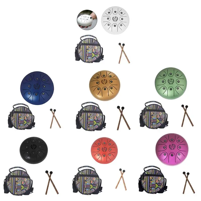 

OOTDTY Mini Steel Tongue Drum with Mallet Bag 5.5 Inch 8 Tone for Meditation Yoga Zen