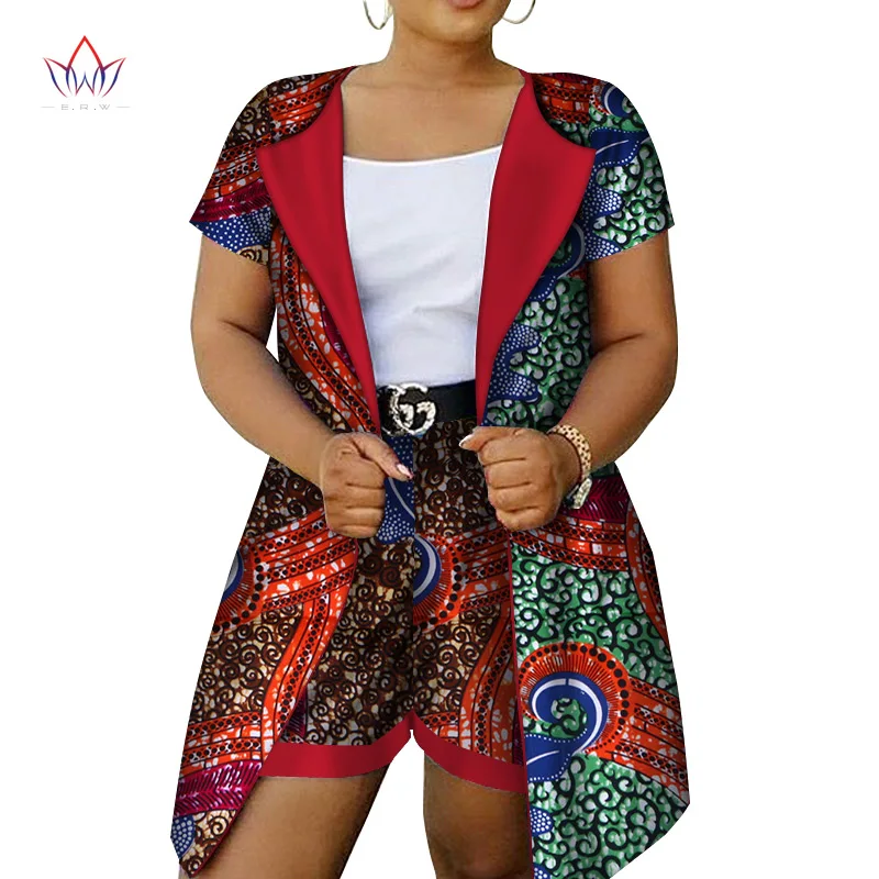 Африканский стиль женские шорты набор для женщин Базен размера плюс Африканский комплект топы+ шорты Женская традиционная африканская одежда WY2917 - Цвет: 17
