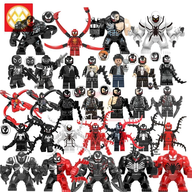

Newest Single Venom Carnage Riot Movie Eddie Brock Anti-Venom Spiderman Villian Brick Building Blocks Toys for Children Juguetes