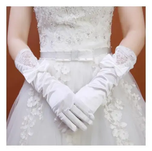 Bridal Lace Red White Wedding Gloves Wedding Short Long Satin Gloves  Flower Girl White Gloves Little Girl Gloves Satin
