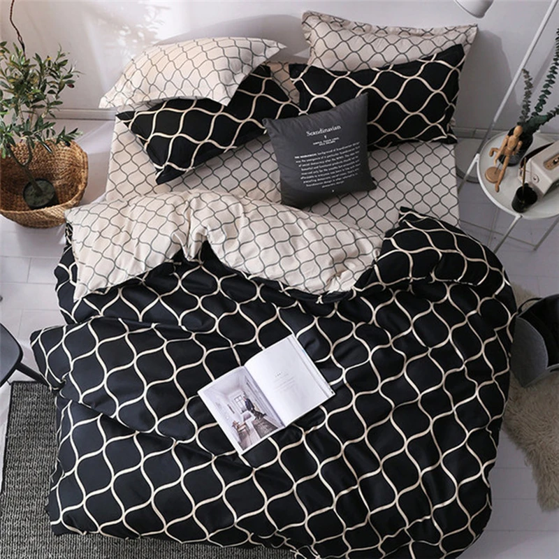  Claroom New Arrival Classical Double sided Bed Linings Concise Style Bedding Set Quilt Cover Pillow
