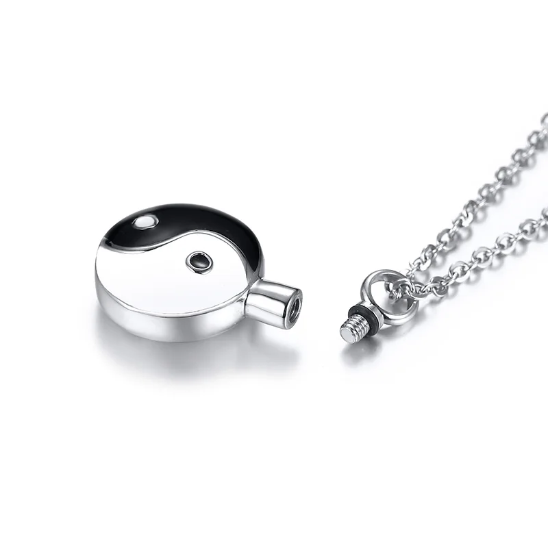 Cremation Urn Necklace, Stainless Steel Yin and Yang Gossip Ashes Memorial Pendant,Jewelry for Human or Dog Pets Ashes