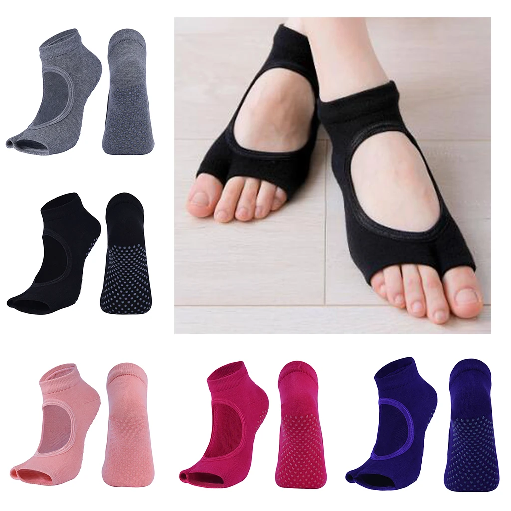 Toeless Socks Yoga, Pilates, Dance, Half Toe with Grips, Anti Non Slip Skid Casual Crew Socks,One Size