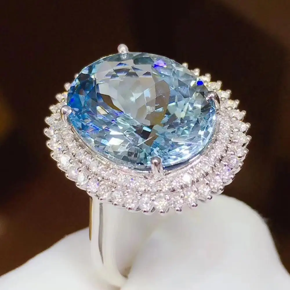 Qi Xuan_Blue Stone простой и элегантный Ring_S925 твердый серебряный модный синий ring_производитель прямые продажи