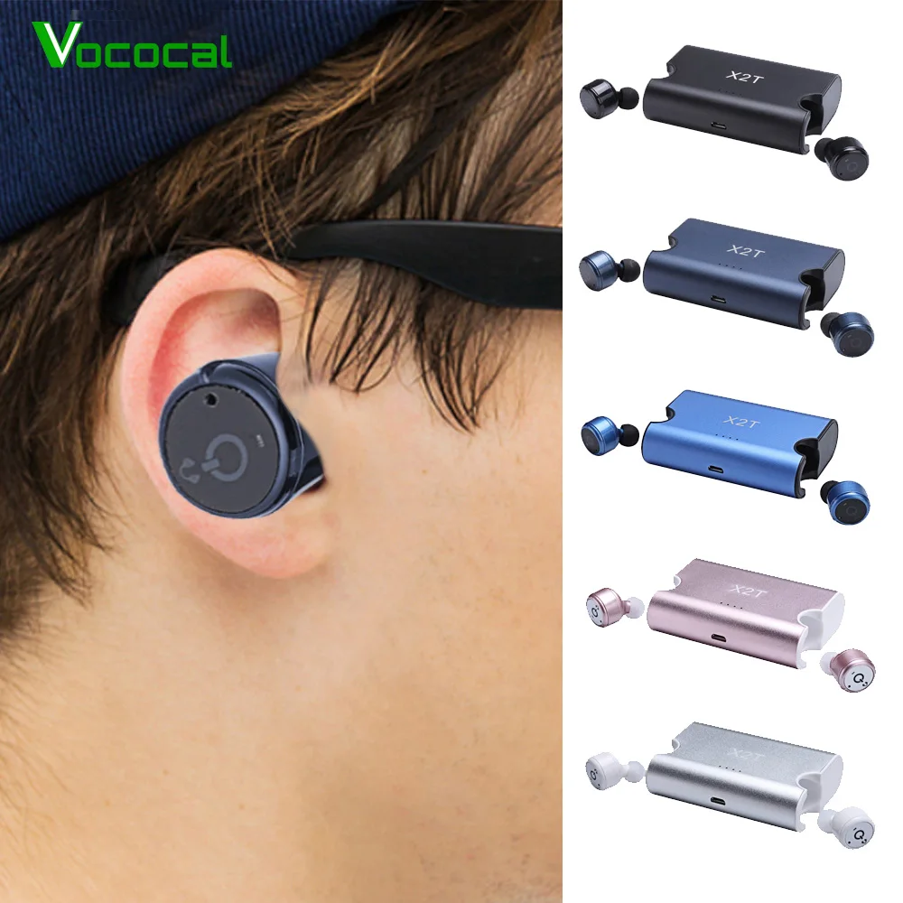 Vococal X2T TWS мини бинауральные наушники гарнитура Bluetooth с зарядной док станцией для