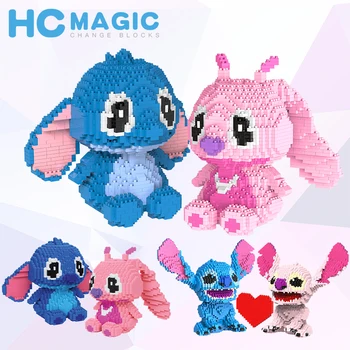 

HC Magic Blocks Big size kawaii Anime Stitch Plastic Building Blocks Toys Brinquedos for Kids Xmas Gift Girls Present Valentine
