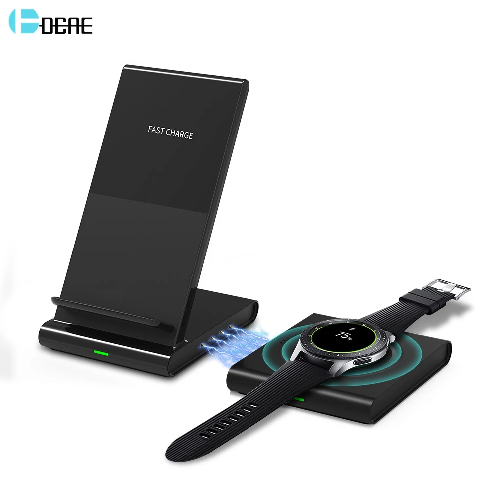 

Dual Wireless Charger Qi 10W Fast Charge Stand for Samsung S10 S9 Note 10 Galaxy Watch Buds Gear For iPhone 11 XS XR X 8 Airpods