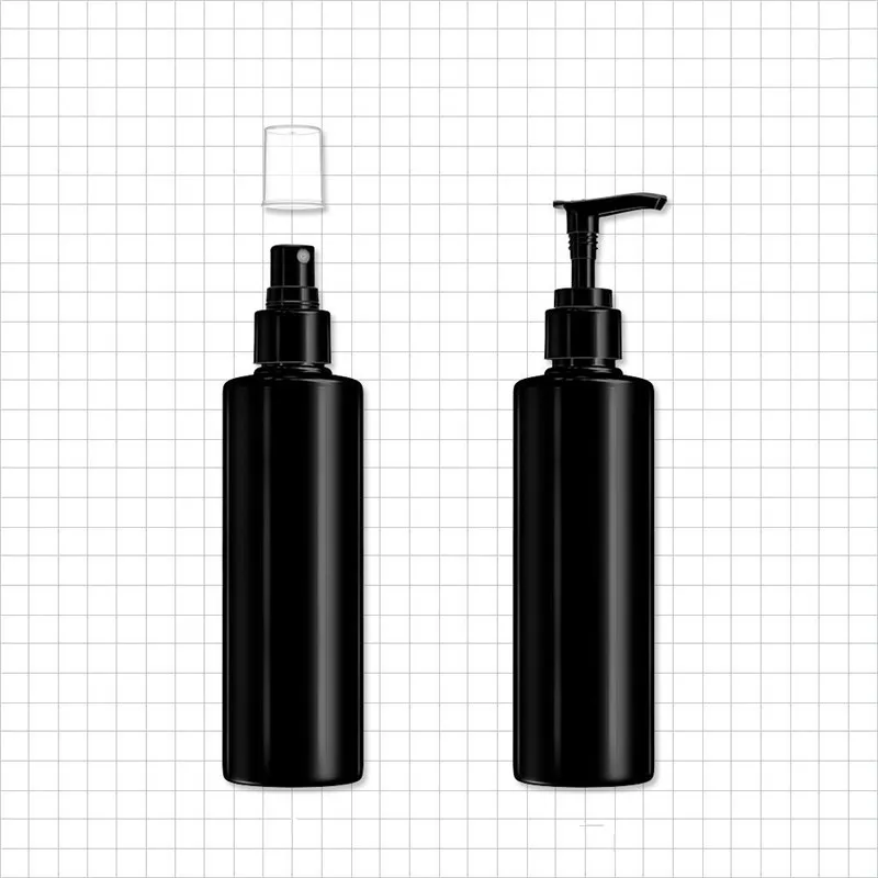 0012831_250-ml-cylinder-bottles-black-with-sprayer-or-lotion-pump