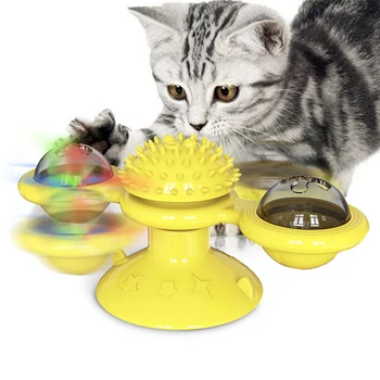 

Hot Sale Cat Toy Turn Around Windmill Turntable Tease Pet toy Scratching itching Cat Brush Play Games in Home