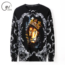 Лаконичный пуловер с принтом для мужчин, v-образный вырез, вязаный пуловер для мужчин, мужской пуловер