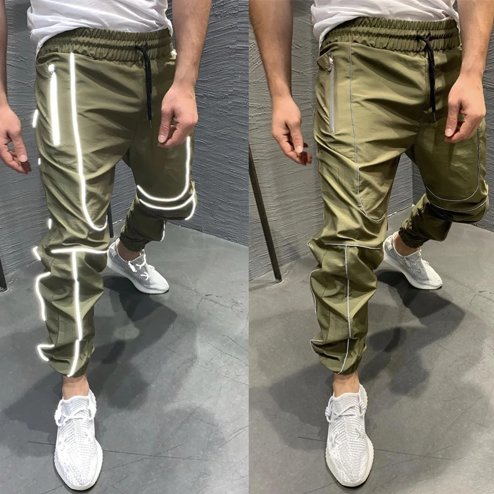 Мужские походные брюки, отражающий светильник, водонепроницаемые брюки на флисовой подкладке с карманами на молнии, мужские крутые брюки, повседневные брюки, S-XL