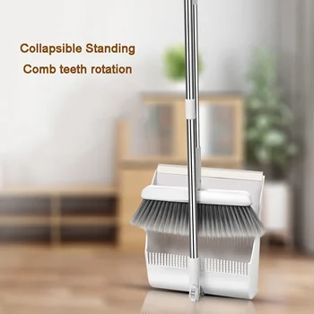 

Magic Foldable Standing Broom Dustpan Set Windproof Rotatable Adjustment Filter Hair Floor Cleaning Broom Crumb Cleaning Tools