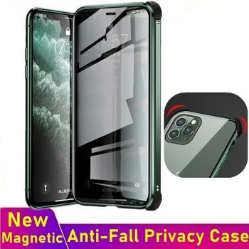 

Tongdaytech Magnetic Tempered Glass Case Anti-fall Privacy Metal Coque Magnet Cover For Iphone XR XS X 11 Pro MAX 8 7 6 Plus