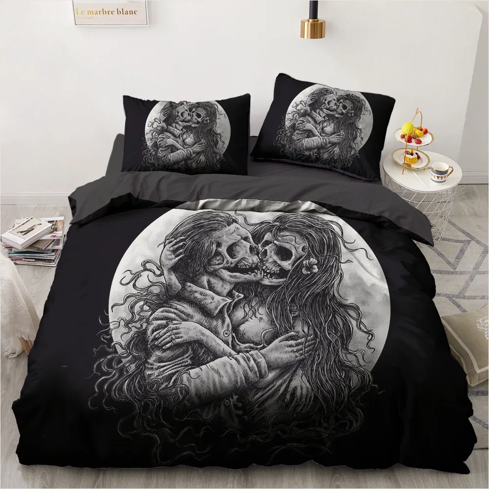 Simple Bedding Sets 3D Skull Lover Duvet Quilt Cover Set Comforter Bed Linen Pillowcase King Queen Full Double Home Texitle | Дом и сад