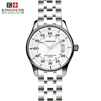 

KINGNUOS Top Brand Fashion Steel Band Quartz Men Watches Calendar Leather Waterproof Fashion Classic Simple Wrist Watch Relogio