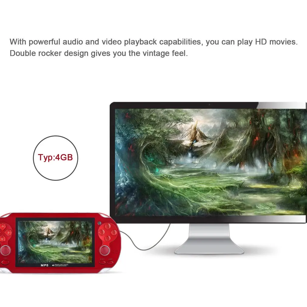 Mini Video Game Console for Playstation PSP Game Machine Double Joystick 4.3Inch Screen 8G Memory Video Camera MP4
