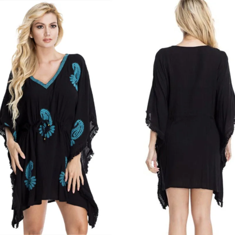 

Women's Clothing For The Beach Pareo And Beach Dresses Cover Ups Bathing Dress Cotton Nuts Embroidered By Animal Acetate Sierra