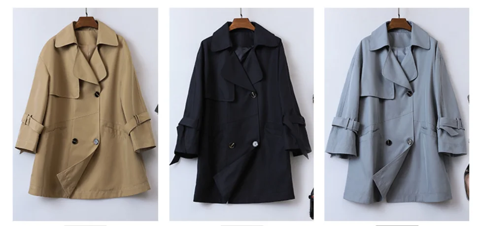 British Style Women Trench Coat High Quality Mid-long Double Breasted Outerwear Overcoats Casual Ladies Coat Casacos Femininos