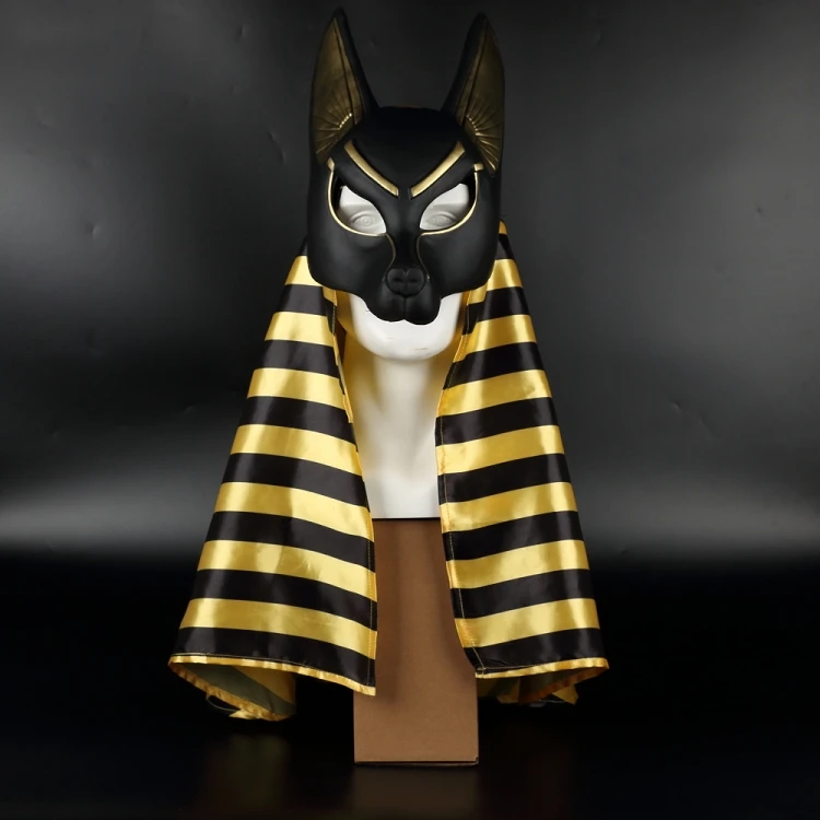 Египетская Anubis косплей маска для лица платок Canis Spp голова Волка шакал реквизит в виде животных Хэллоуин Необычные Вечерние