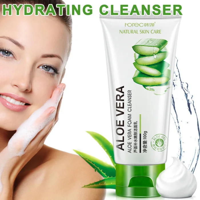 Aloe Facial Foam Cleanser Gel Deep Pore Cleansing Remove Blackheads Face Wash Skin Care 100ml Facial care Tools NShopping