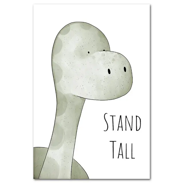 Nursery Prints Cartoon Animal Posters Inspirational Quote Giraffe Lion