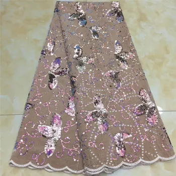 

Latest Velvet sequined lace fabric French Nigerian Lace Fabrics High Quality sequin African Lace Fabric Wedding dress x15-32