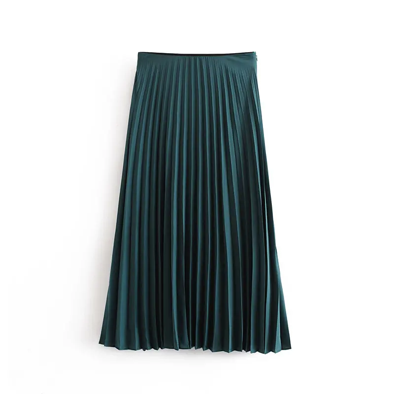 ZA женская зимняя модная плиссированная юбка с высокой талией, свободные юбки, Женская Повседневная Свободная уличная приталенная юбка - Цвет: 2