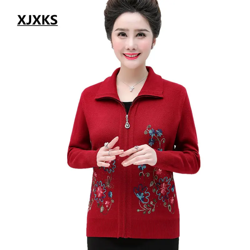 

XJXKS Winter Clothes Women Coat Cashmere Knitted Sweater Cardigan Jacket 2019 Autumn New Plus Size Sweater Women Zipper Jacket