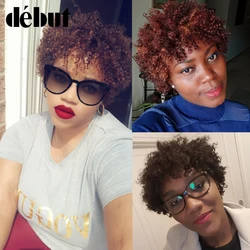 Debut Wigs Cheap Human Hair Short Bob Wigs For Black Women Afro Kinky Curly Ombre Human Hair Wigs Brazilian Machine Made #2 Wigs