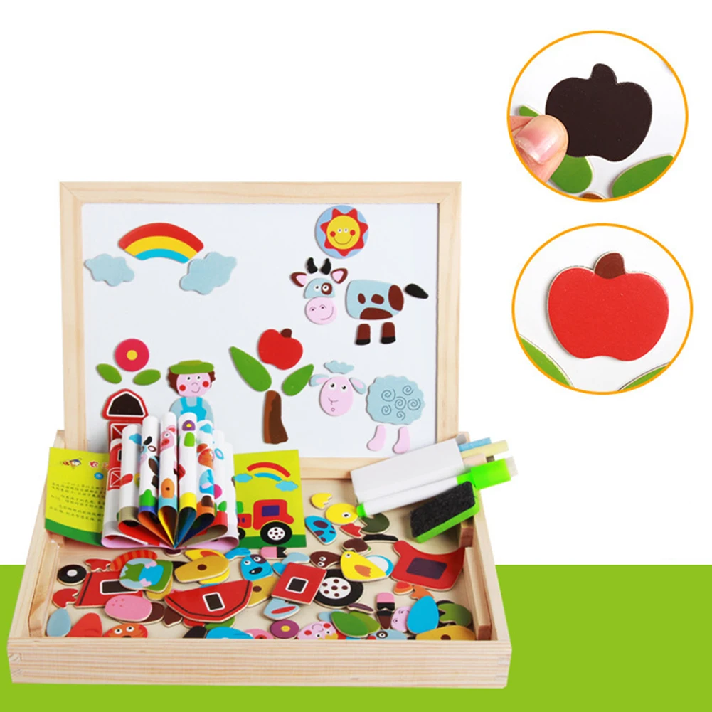 Яркие Красочные привлекательные деревянные животные насекомое Рисунок доска магнитная головоломка Детский обучающий игрушки в подарок на день рождения