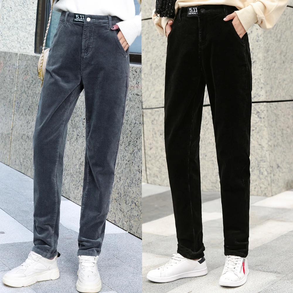 

Autumn winter new long corduroy velvet pants fat high waist casual pants harem pants stretch trousers
